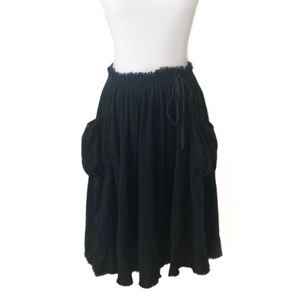 Theory Black Drawstring Midi Skirt